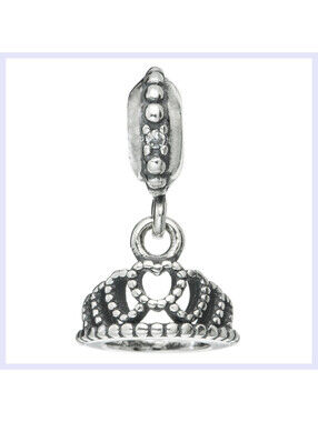 Sterling Silver Princess Crown Screw on Dangle Bead for European Charm Bracelet